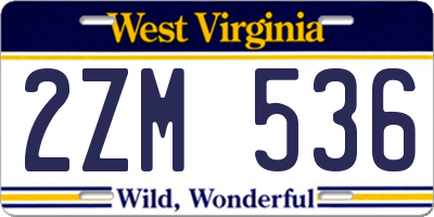 WV license plate 2ZM536