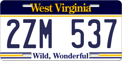 WV license plate 2ZM537