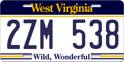 WV license plate 2ZM538