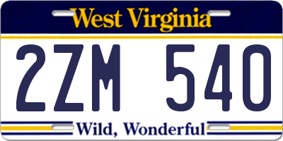 WV license plate 2ZM540