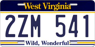 WV license plate 2ZM541