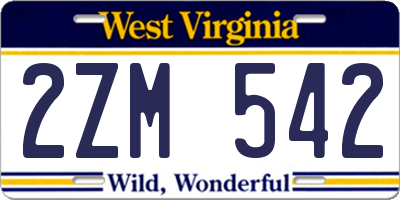 WV license plate 2ZM542