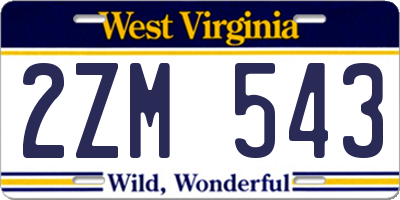 WV license plate 2ZM543