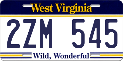 WV license plate 2ZM545