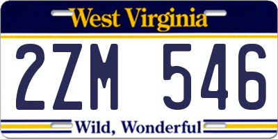 WV license plate 2ZM546