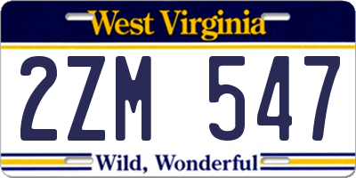 WV license plate 2ZM547