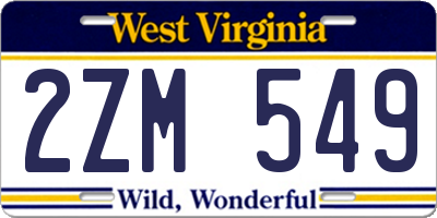 WV license plate 2ZM549