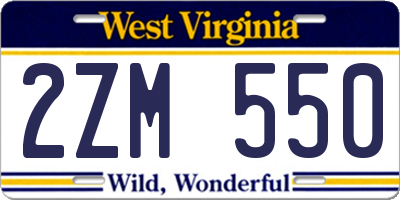 WV license plate 2ZM550