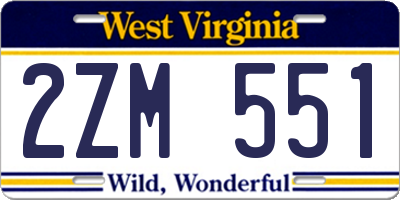 WV license plate 2ZM551