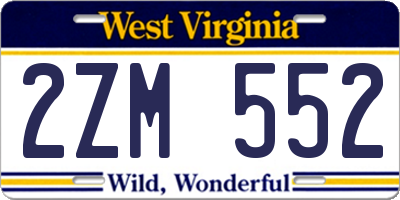 WV license plate 2ZM552