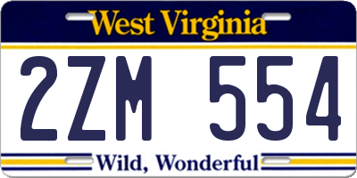WV license plate 2ZM554