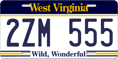 WV license plate 2ZM555