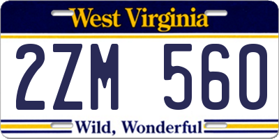 WV license plate 2ZM560