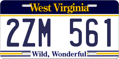 WV license plate 2ZM561