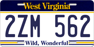 WV license plate 2ZM562