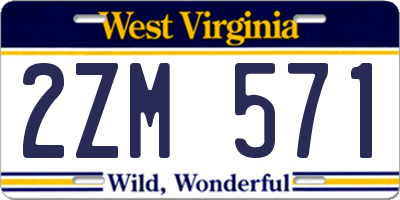 WV license plate 2ZM571