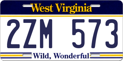 WV license plate 2ZM573