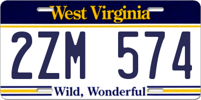 WV license plate 2ZM574