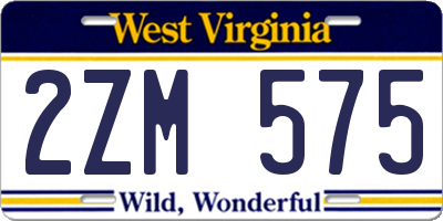 WV license plate 2ZM575