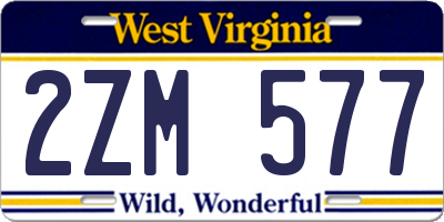 WV license plate 2ZM577