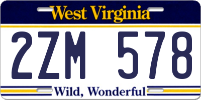WV license plate 2ZM578