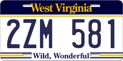 WV license plate 2ZM581