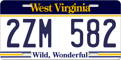 WV license plate 2ZM582