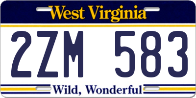 WV license plate 2ZM583