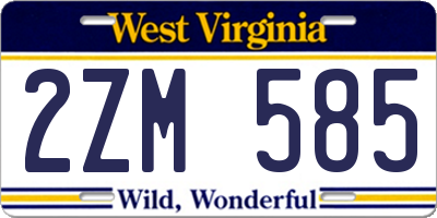WV license plate 2ZM585