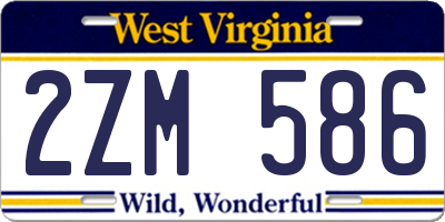 WV license plate 2ZM586
