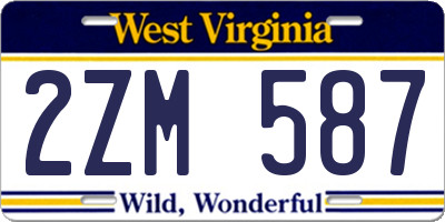 WV license plate 2ZM587