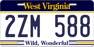 WV license plate 2ZM588