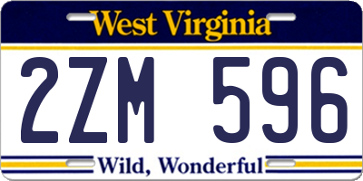 WV license plate 2ZM596