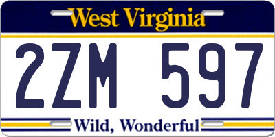 WV license plate 2ZM597