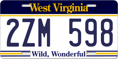 WV license plate 2ZM598