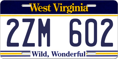 WV license plate 2ZM602