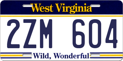 WV license plate 2ZM604