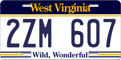 WV license plate 2ZM607