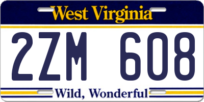 WV license plate 2ZM608