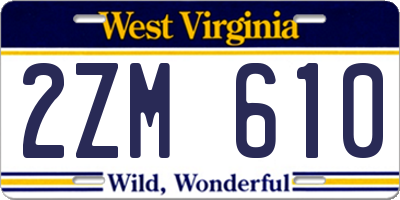WV license plate 2ZM610
