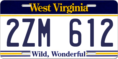 WV license plate 2ZM612