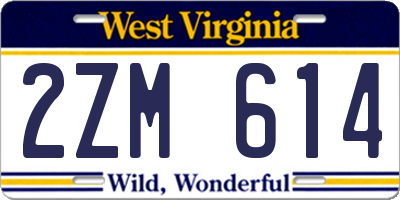 WV license plate 2ZM614