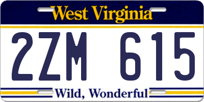 WV license plate 2ZM615