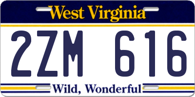 WV license plate 2ZM616