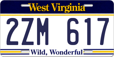 WV license plate 2ZM617