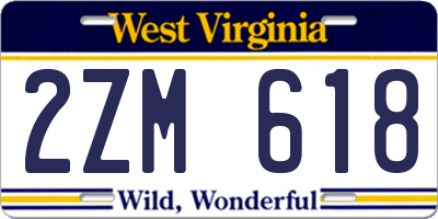 WV license plate 2ZM618
