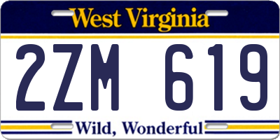 WV license plate 2ZM619
