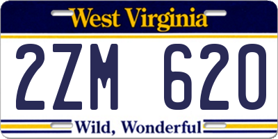 WV license plate 2ZM620
