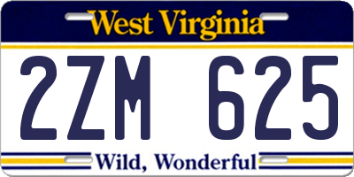 WV license plate 2ZM625