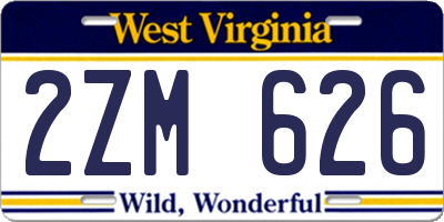 WV license plate 2ZM626
